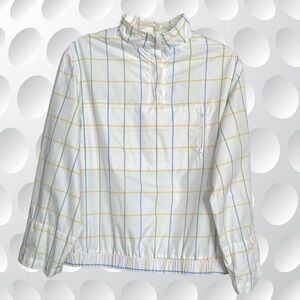 LIZ GOLF Size XL Pastel Plaid Mesh Lined Pullover Windbreaker Jacket